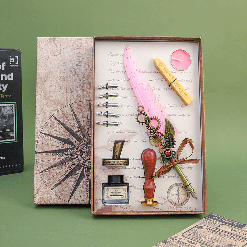 Wholesale retro feather pen suit  gift box