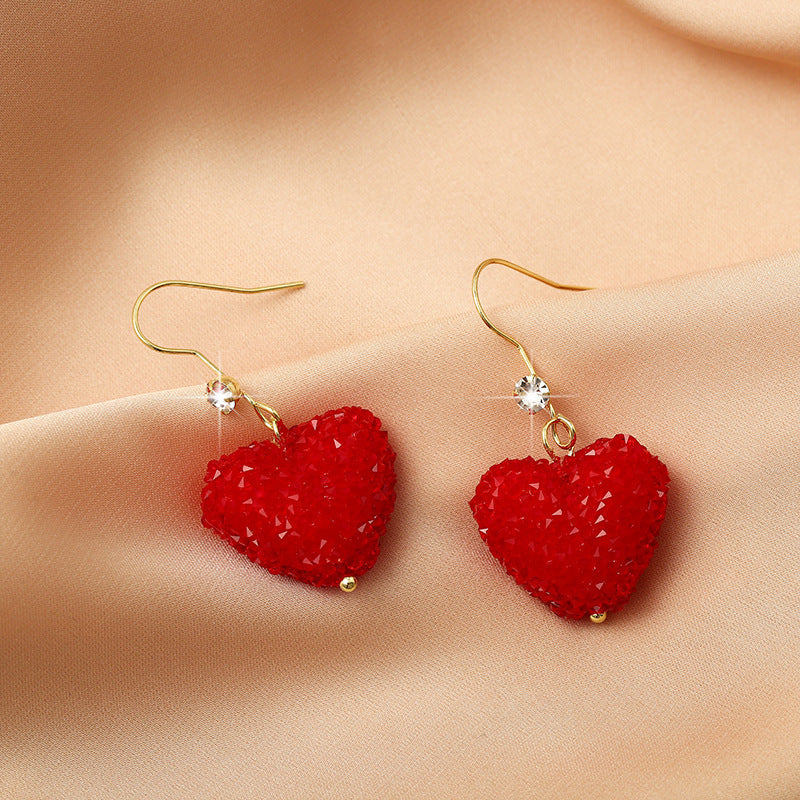 Wholesale European Style Heart Earrings with Diamond Accents Party Wear Gift Fashion Accessory