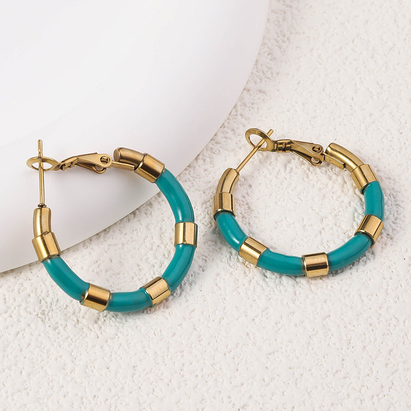 Wholesale Enamel Bamboo Earrings ACC-ES-RuiX007
