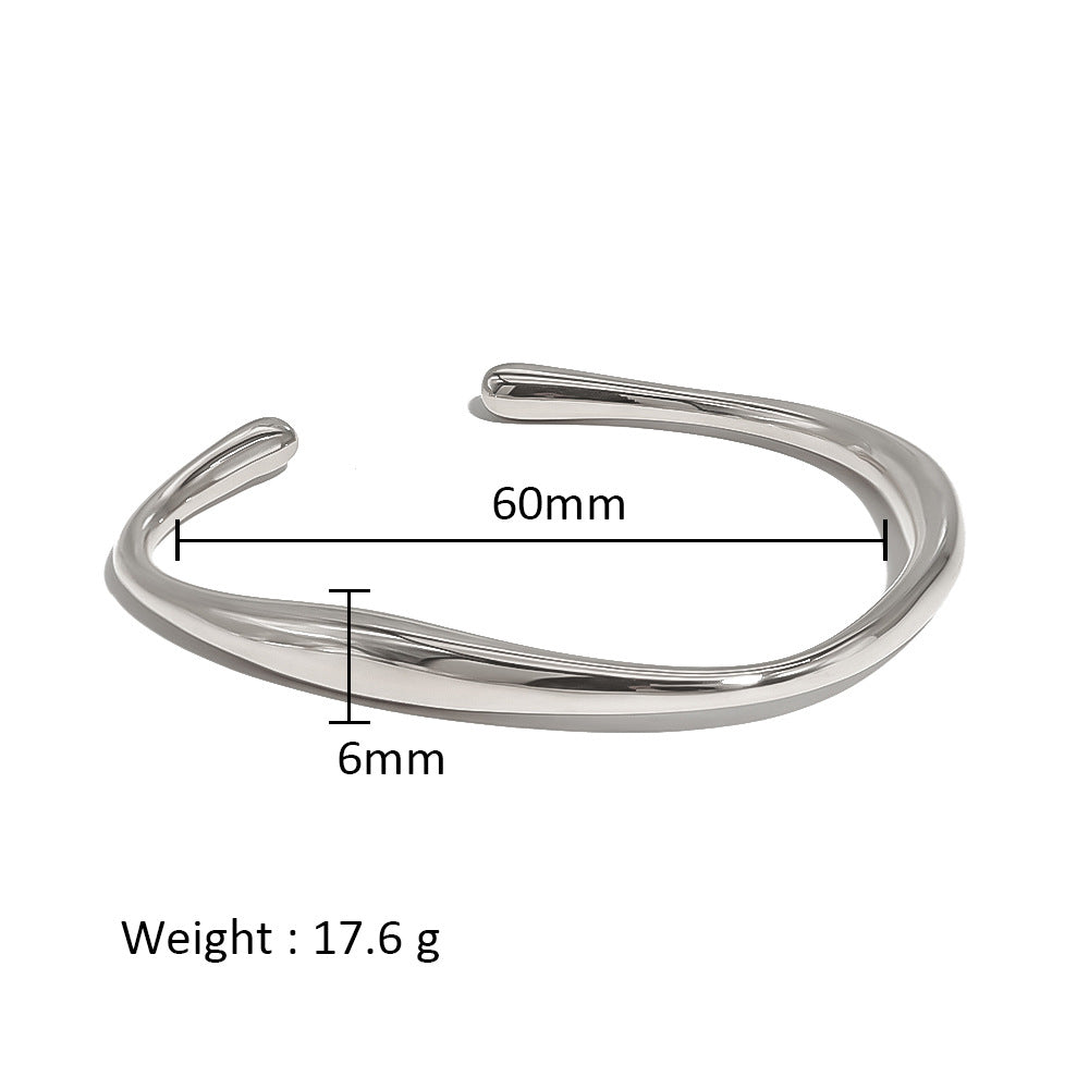 Wholesale Light Luxury 18K Gold Stainless Steel Bracelets Special Shaped Open Bracelet ACC-BT-ChengBing004