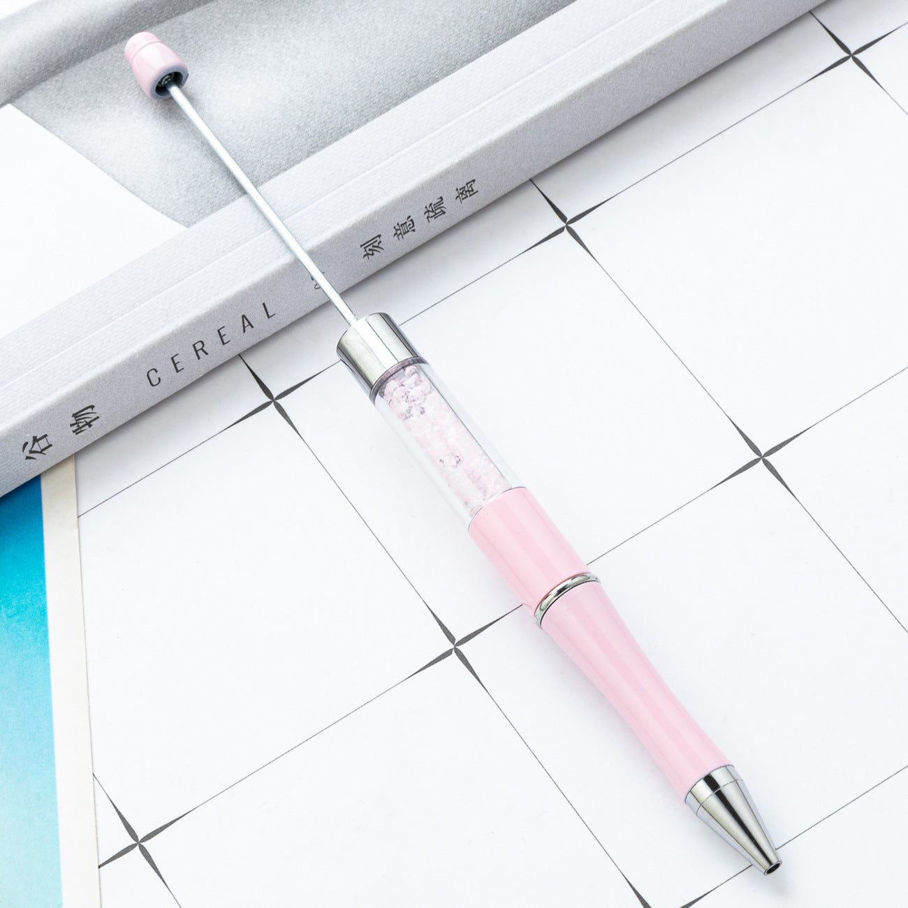 Wholesale DIY Crystal Beadable Pens Multi-Color Rotating Plastic Pen