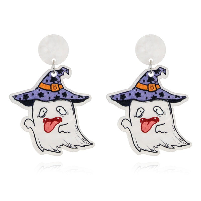 Wholesale   acrylic plate  skull pumpkin ghost mummy earrings
