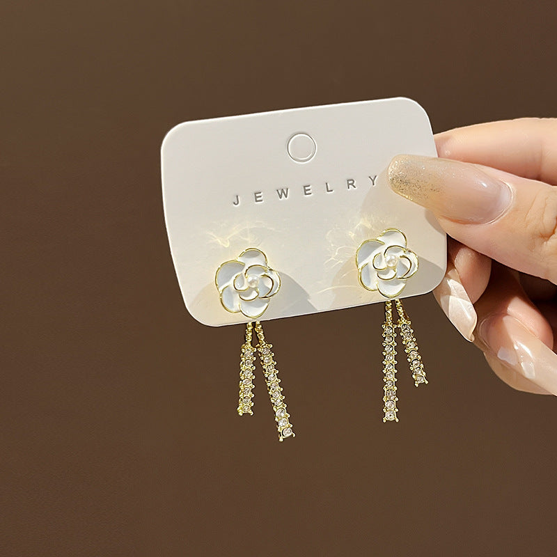 Wholesale Tassel Inlaid Diamond Butterfly Flower Pearl S925 Silver Needle Alloy Earrings ACC-ES-MDD011