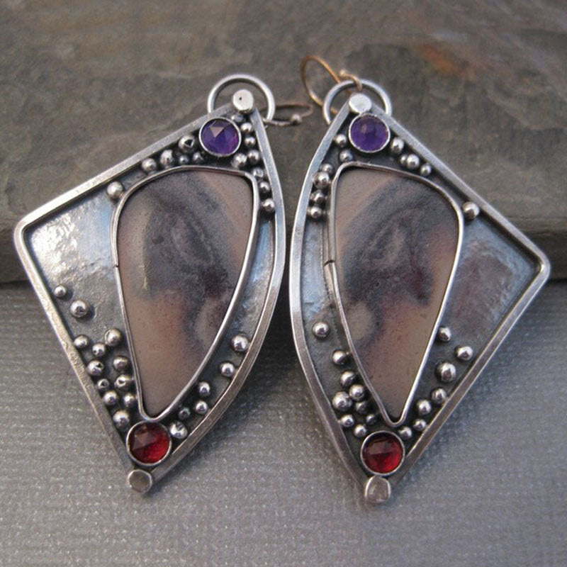 Wholesale Flower Purple Diamond Earrings