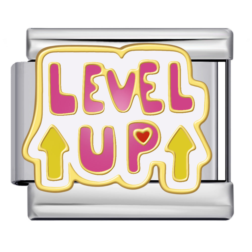 Wholesale  Italian modular  heart-shaped titanium steel  oil-dripping DIYbracelet