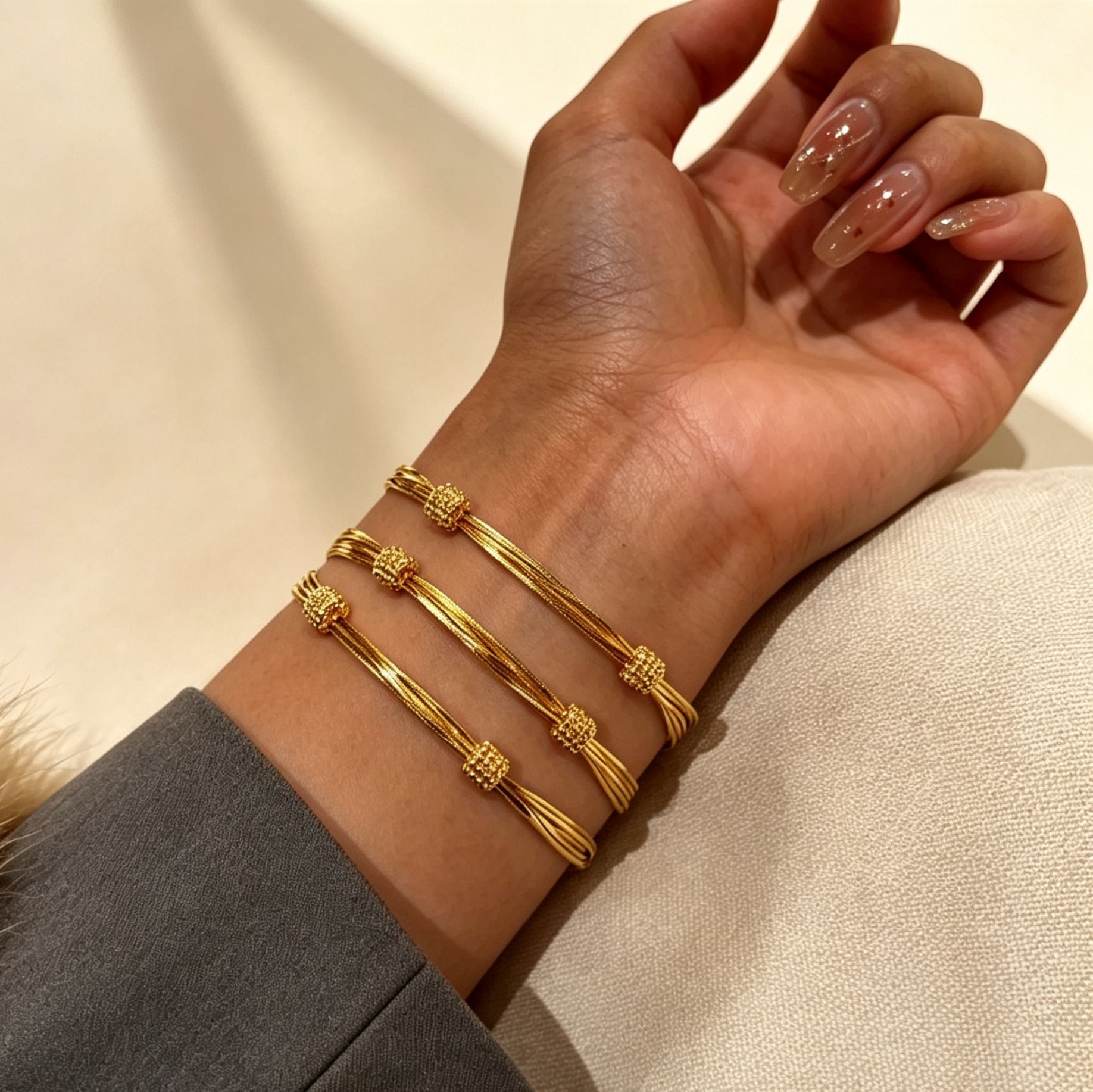Wholesale Copper Gold Tone Multi Layer Snake Chain Bracelet For Women Retro Minimalist Stackable Design Everyday Jewelry Gift