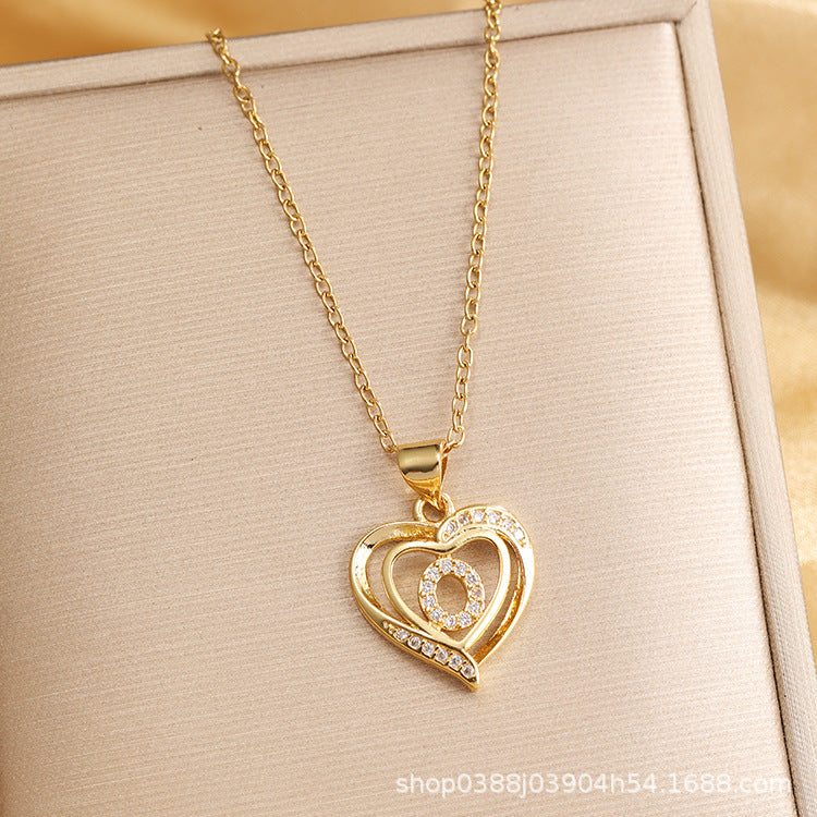 Wholesale Titanium Steel Plated 18K Gold English Letter Pendant Necklace