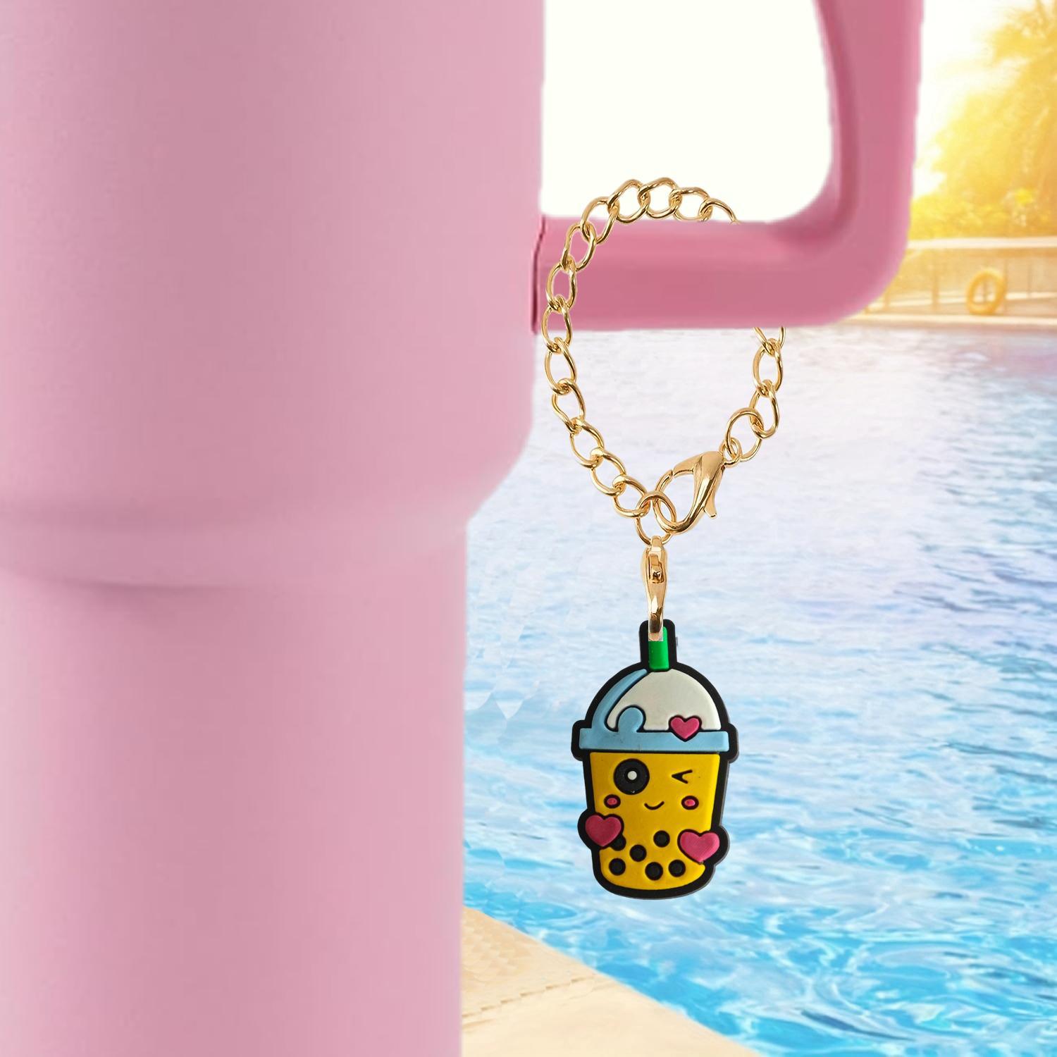 Wholesale Cartoon Milk Tea Cup Soft Rubber Hanging Chain Cup Accessories Chain ACC-CA-XieJi010