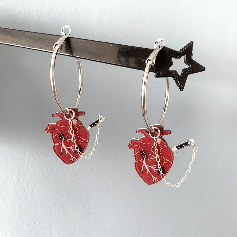 Wholesale Vintage Knife Inserted Beating Heart Detachable Earrings ACC-ES-FuSu026