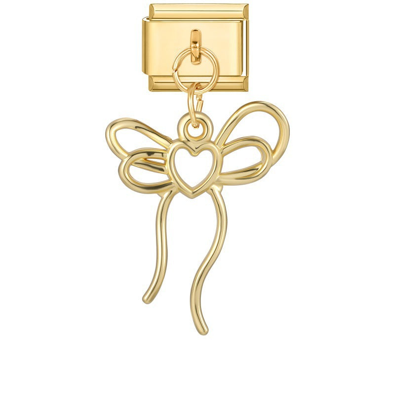 Wholesale Moon Heart Butterfly Flower DIY Charm Pendant Stainless Steel Gold Base Fashion Accessory