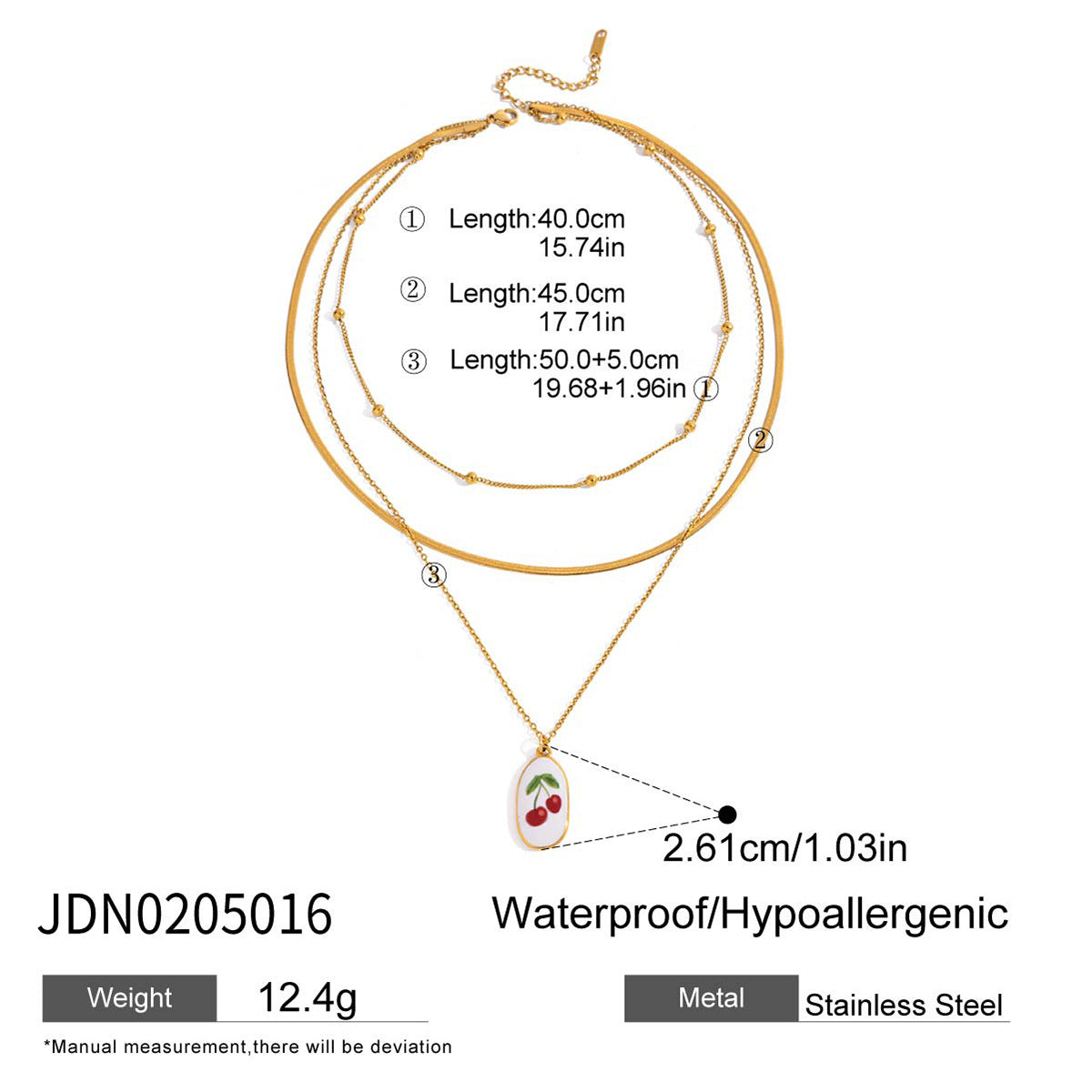 Wholesale 18K Gold Stainless Steel Oil Drop Cross Chain Spring Buckle Printed Cherry Bracelet