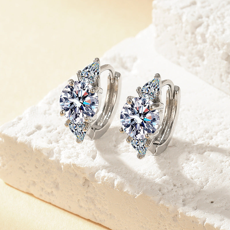 Wholesale Luxury and trendy zircon earrings stylish and simple gold-plated