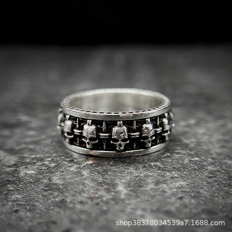 Wholesale Alloy Skull Ghost Head Ring Vintage Punk Adjustable Boutique Resale Jewelry