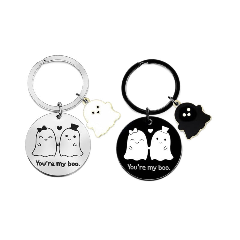 Wholesale Cute Stainless Steel Ghost Pumpkin Keychain  Party Gift Fashion Accessory For Resale