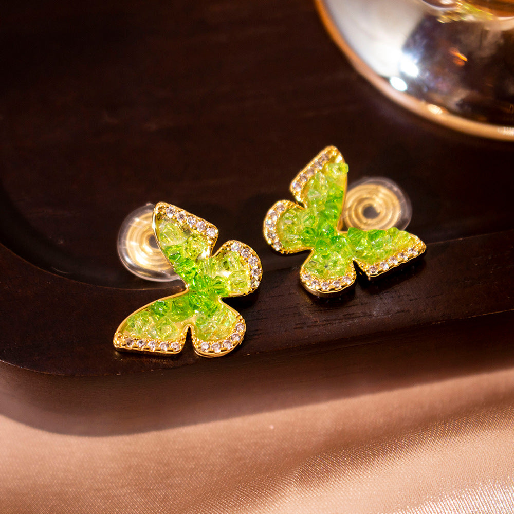 Wholesale Gradient Crystal Butterfly Mosquito Incense Plate Ear Clip  Earrings