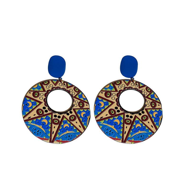 Wholesale Aesthetic French Style Oil Painting Sunflower Earrings