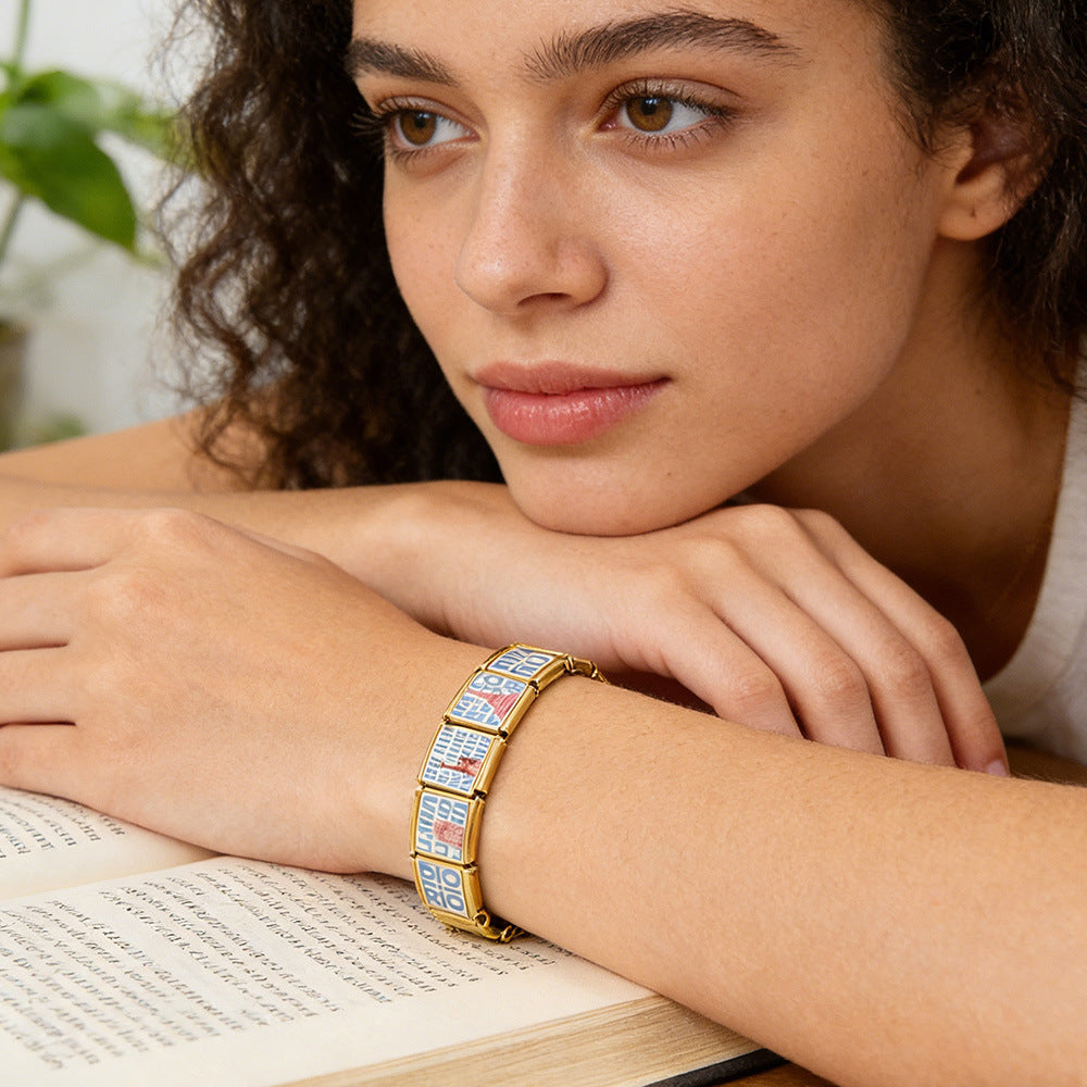 Wholesale 9mm Italian Charm Starter Bracelets DIY Landmark Pattern Stainless Steel Composable Bracelet