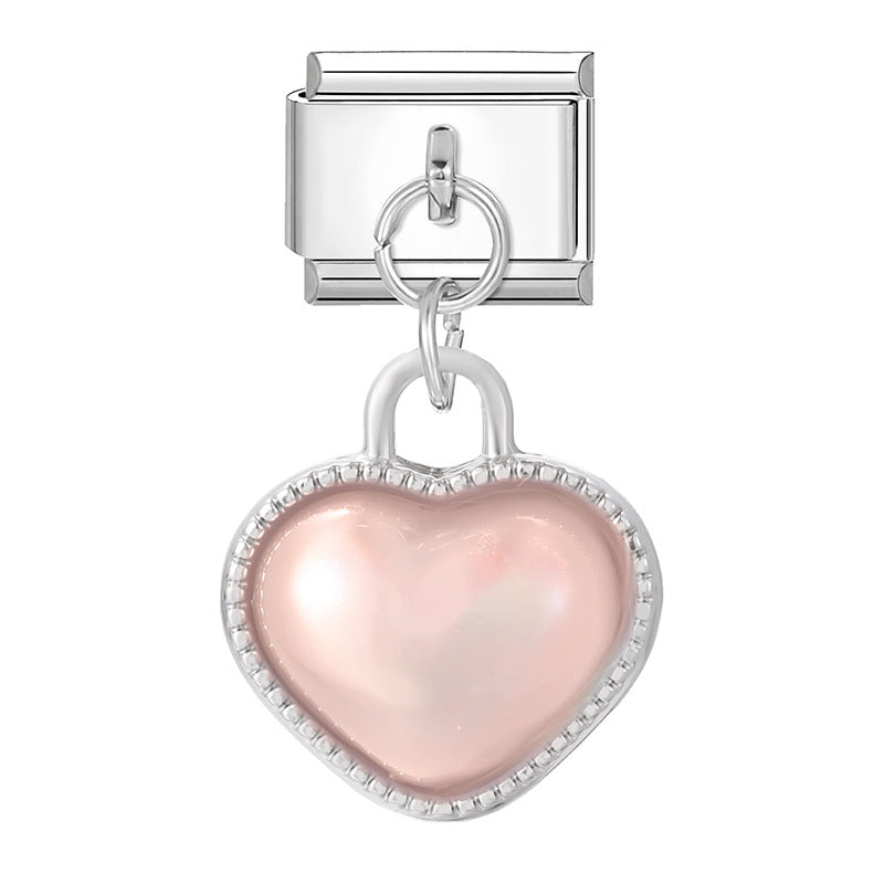 Wholesale Italian Charm Bracelet 9mm DIY Splicing Heart Pendant Stainless Steel Composable Bracelet