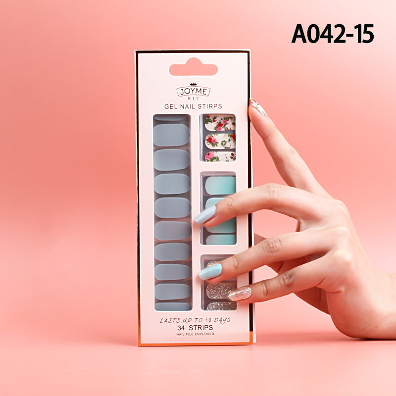 Wholesale Plastic Nail Stickers, Waterproof, Baking Free, Solid Color Nail Stickers, 34 Stickers Without Curling Edges ACC-NS-XKQ007