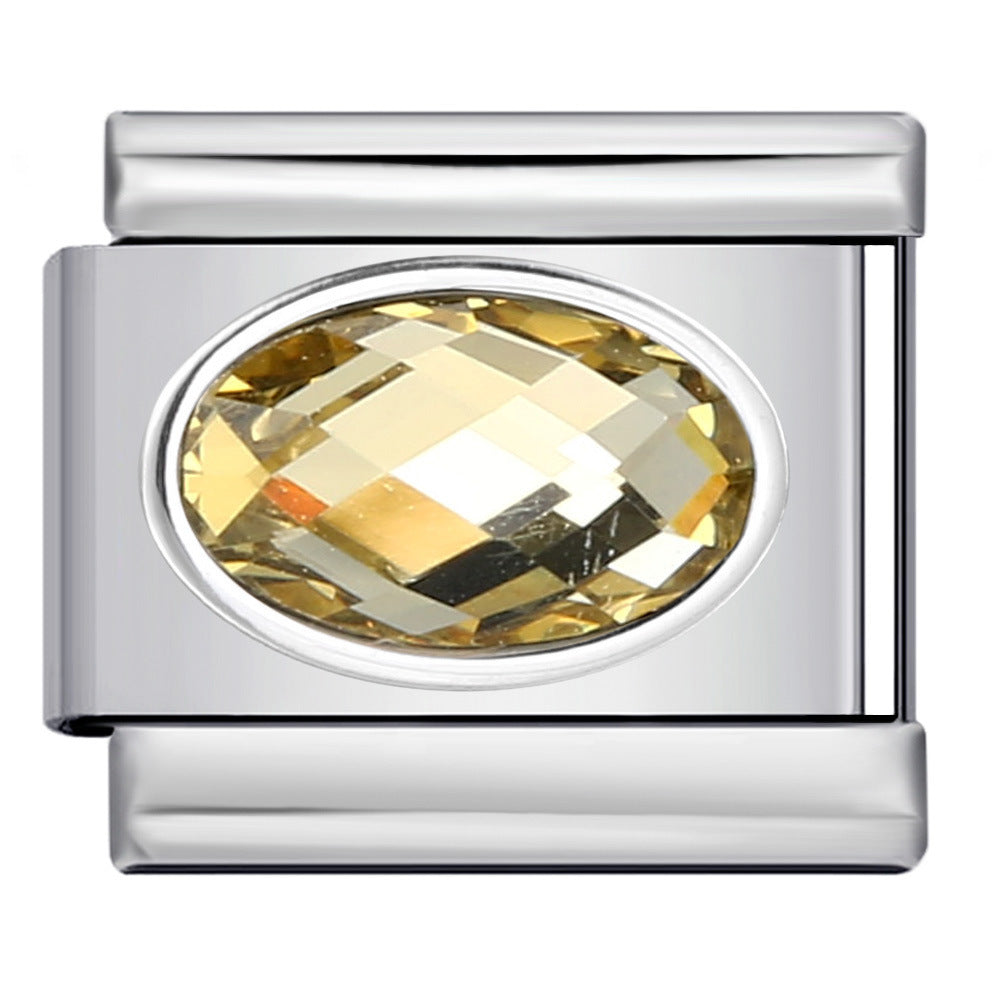 Wholesale Italian Charm Bracelet 9mm DIY Splicing Removable Oval Color Stone Stainless Steel Composable Bracelet