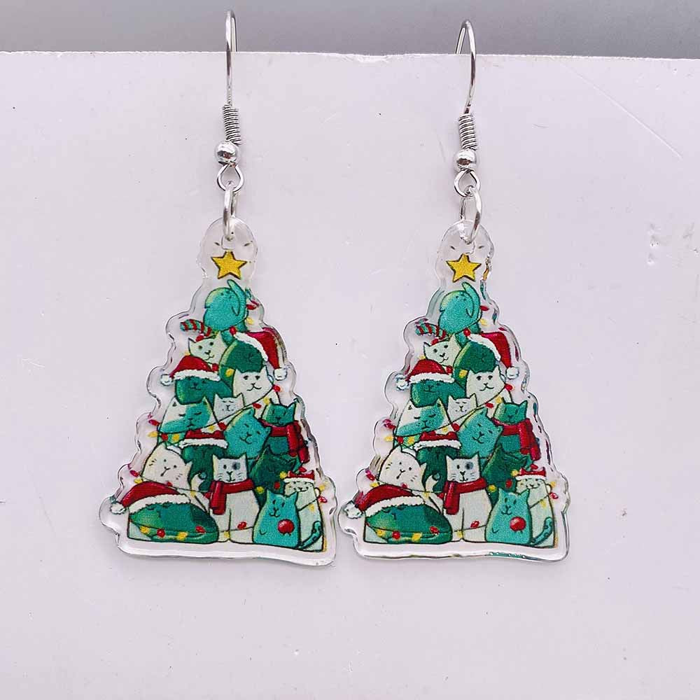 Wholesale Christmas Lights Red Plaid Christmas Tree Acrylic Earrings ACC-ES-ChenY072
