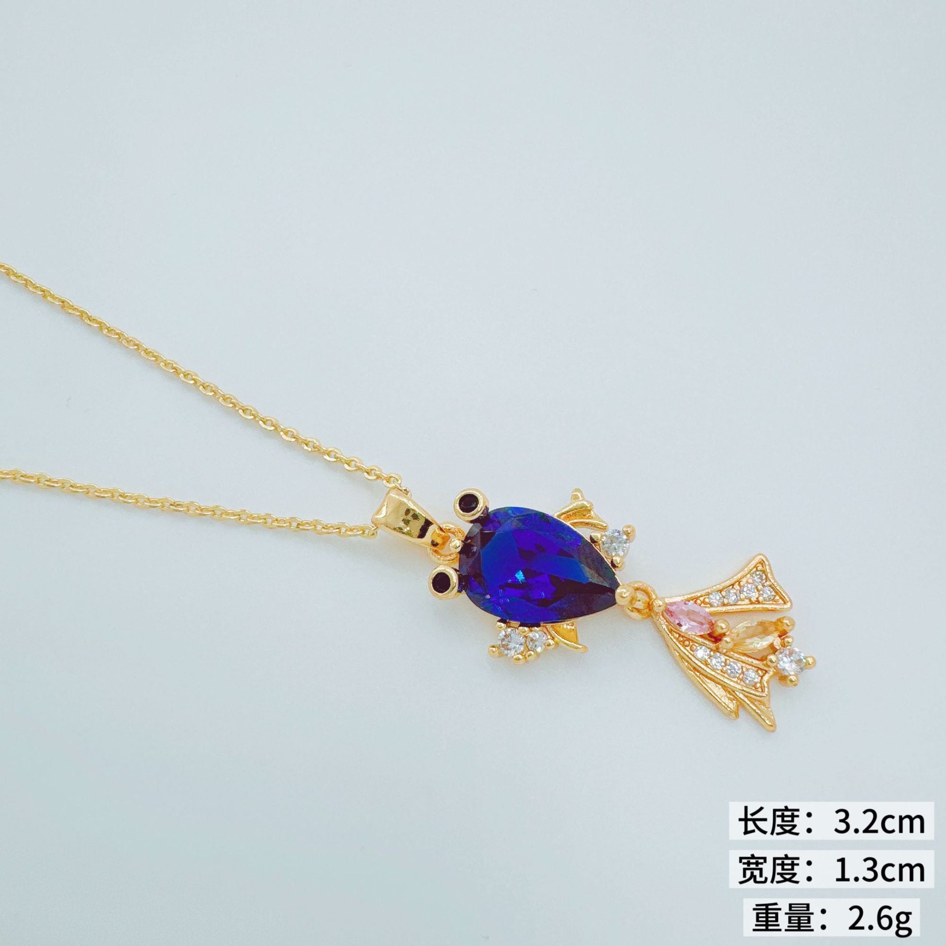 Wholesale Goldfish Pendant Necklace Inlaid Diamond European Style Everyday Jewelry Accessory for Women