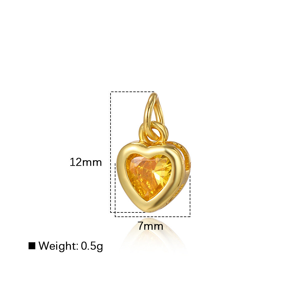 Wholesale Colorful zircon copper heart pendant