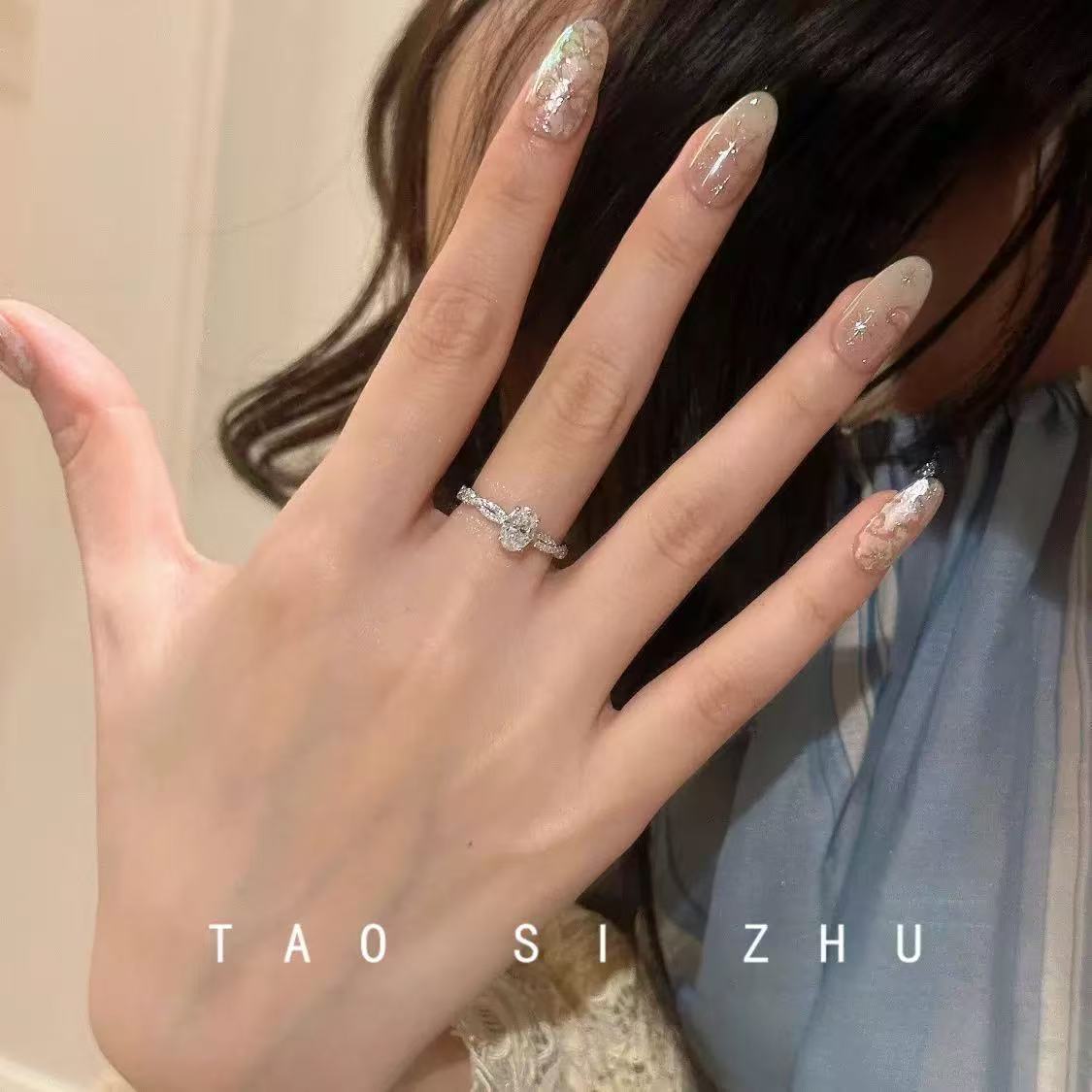 Wholesale Spiral Adjustable Ring Micro-set Zircon Twirling Ballet Design Chic Jewelry Accessory