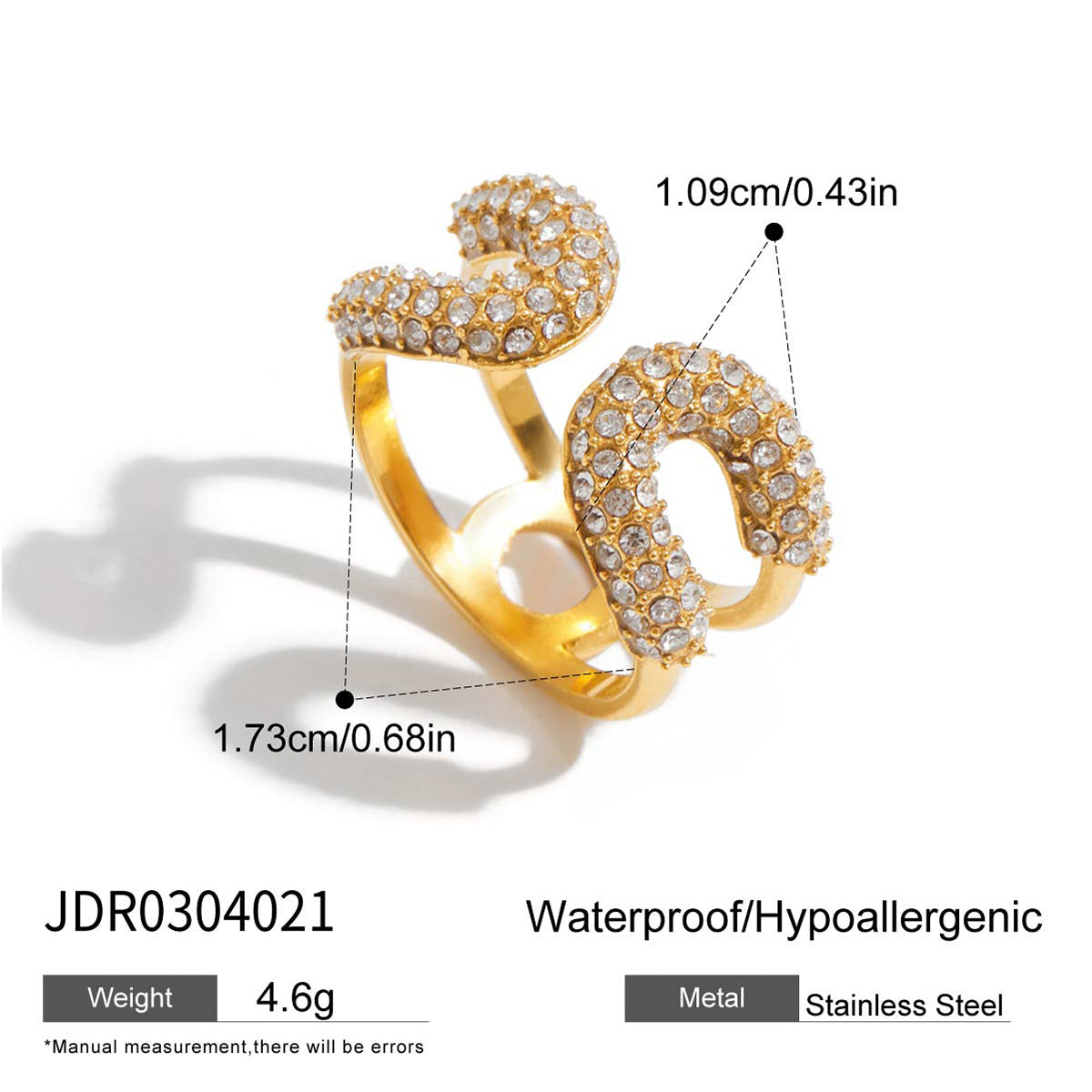 Wholesale 18K Gold Stainless Steel Zircon Ring
