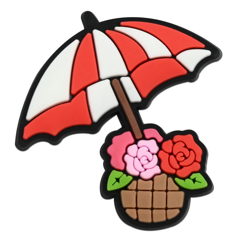 Wholesale Random 100pcs  Spring Picnic Series  PVC Soft Rubber Shoe Buckle Decoration