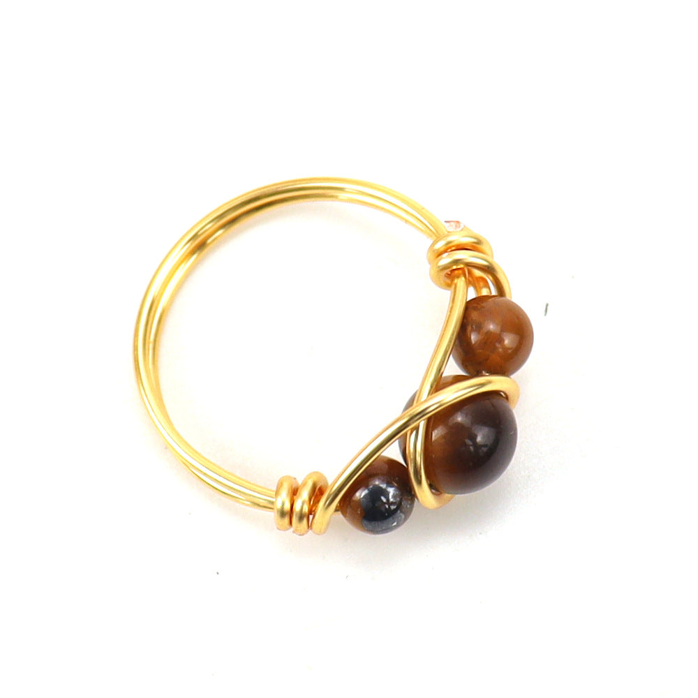 Wholesale  gold agate beads crystal ring
