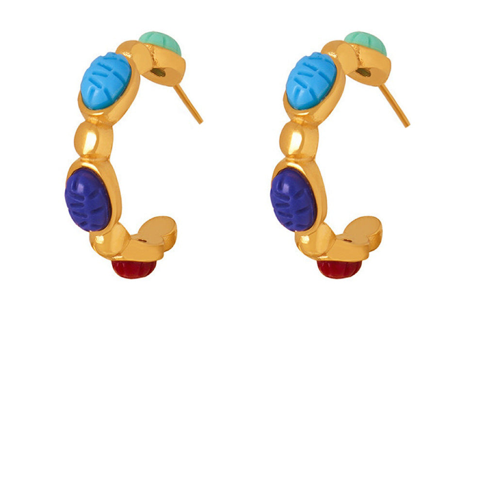 Wholesale Real Gold Electroplated Color Oval Earrings