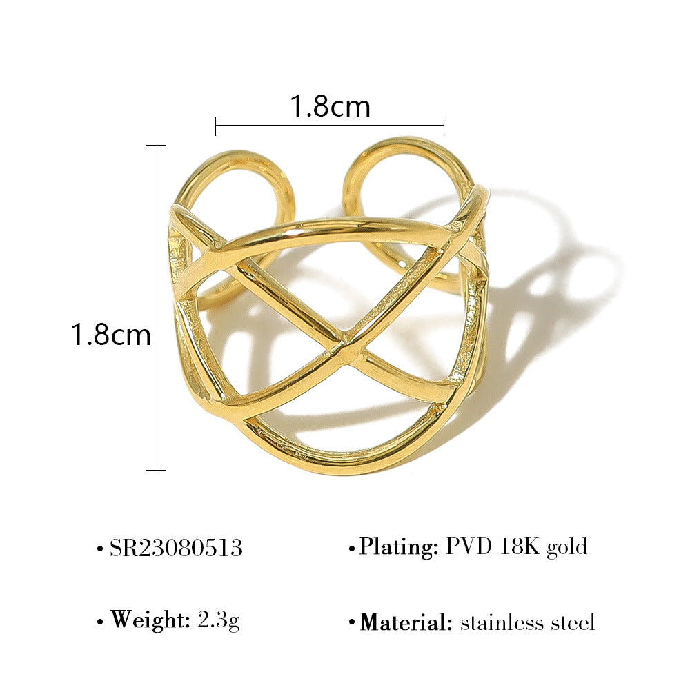 Wholesale Titanium Steel multi-layer geometric awn star pattern ring