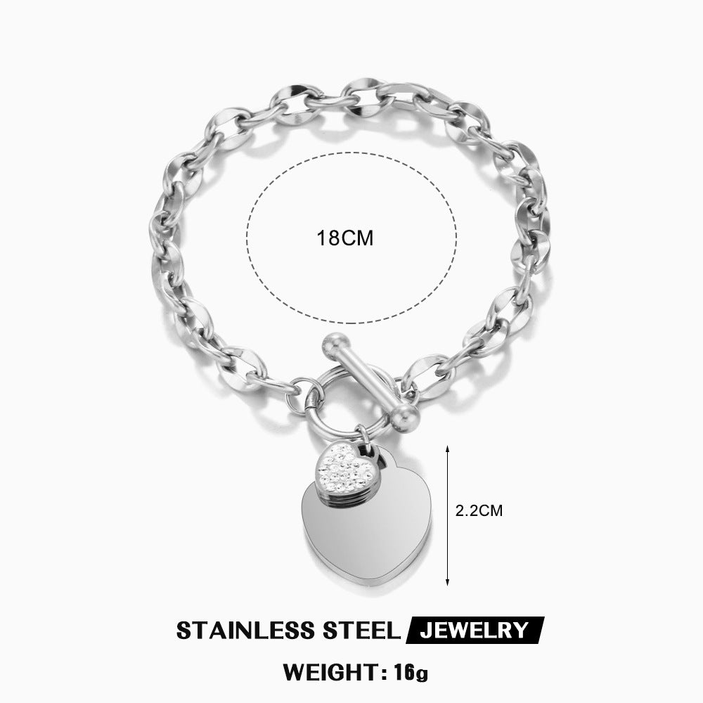 Wholesale stainless steel simple heart jewelry bracelet necklaces set