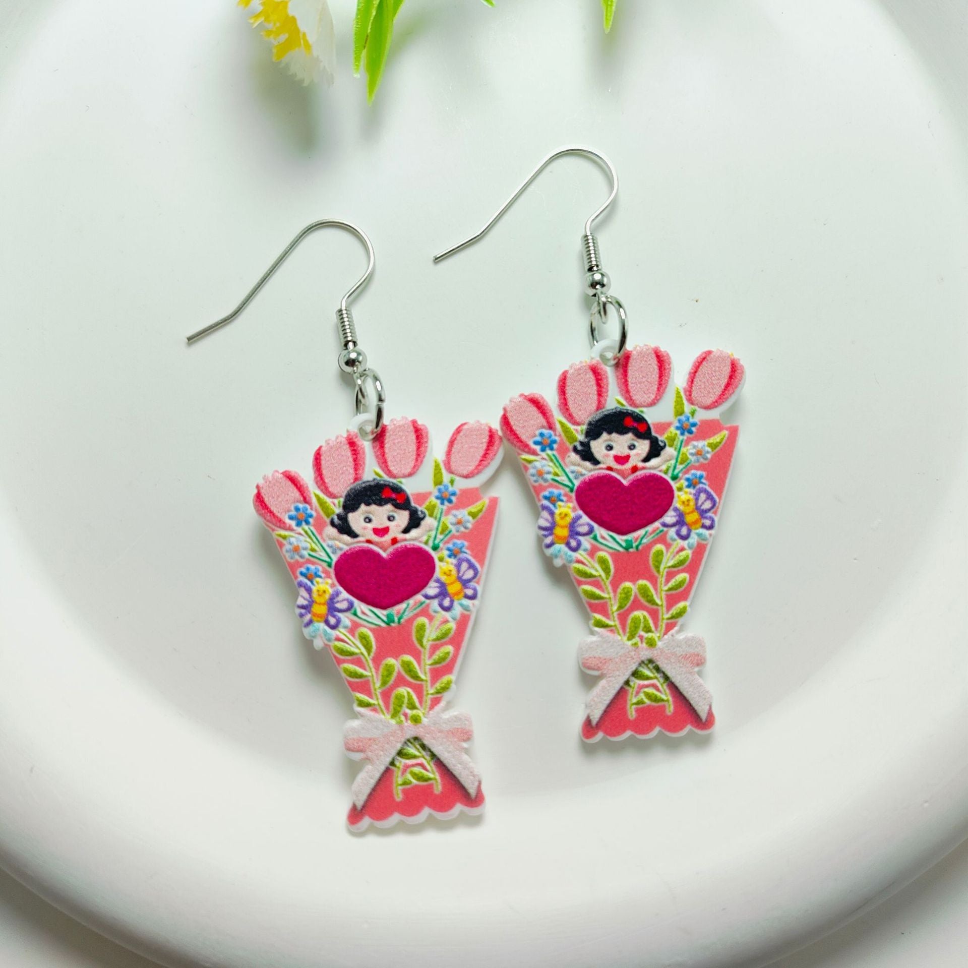 Wholesale Rose Earrings Mother's Day Acrylic Earrings ACC-ES-Qiyu011