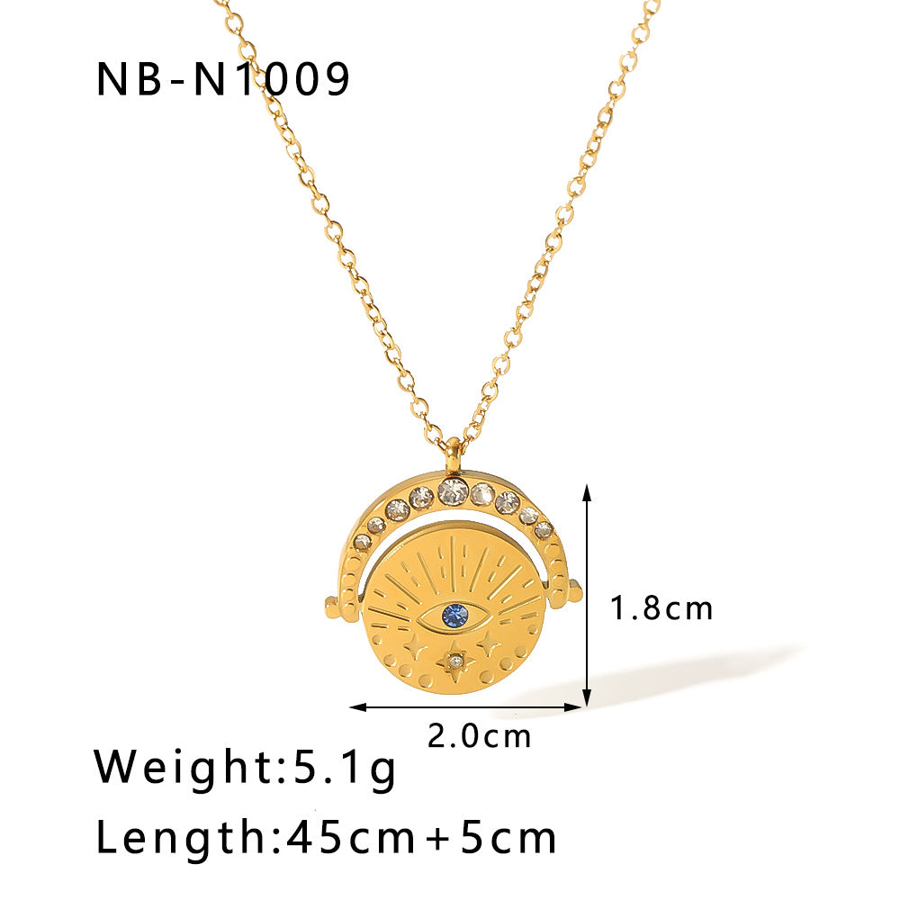 Wholesale colorful geometric zircon pendant stainless steel plated 18K gold necklace