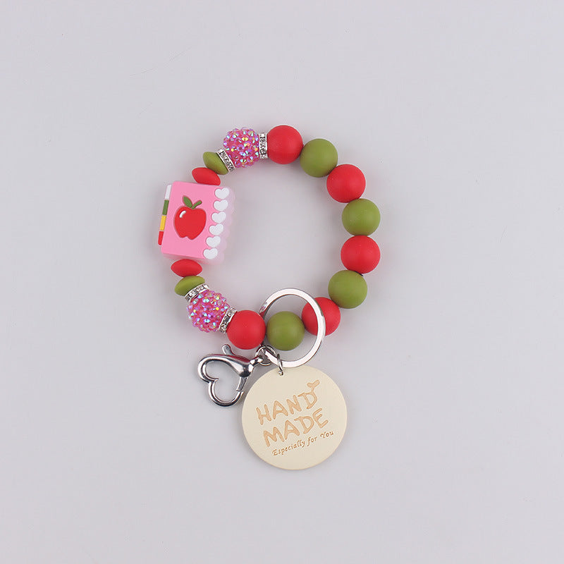 Wholesale Mother' s Day Handmade Smiley-Face Wooden Tag  Keychain