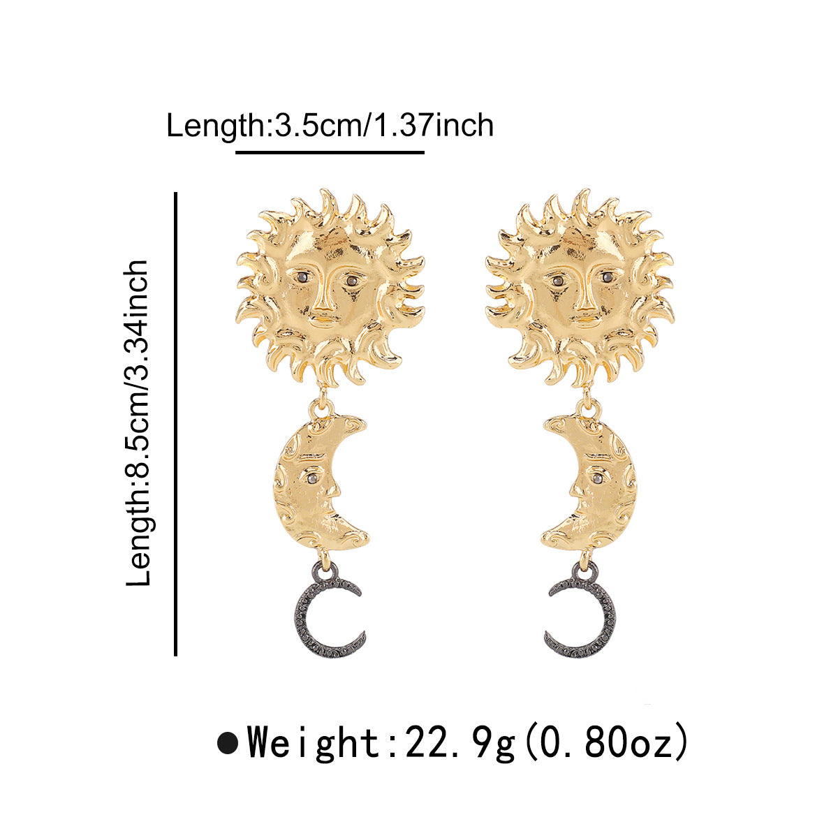 Wholesale Retro Sun Moon Face Portrait Geometric Tassel Earrings necklace