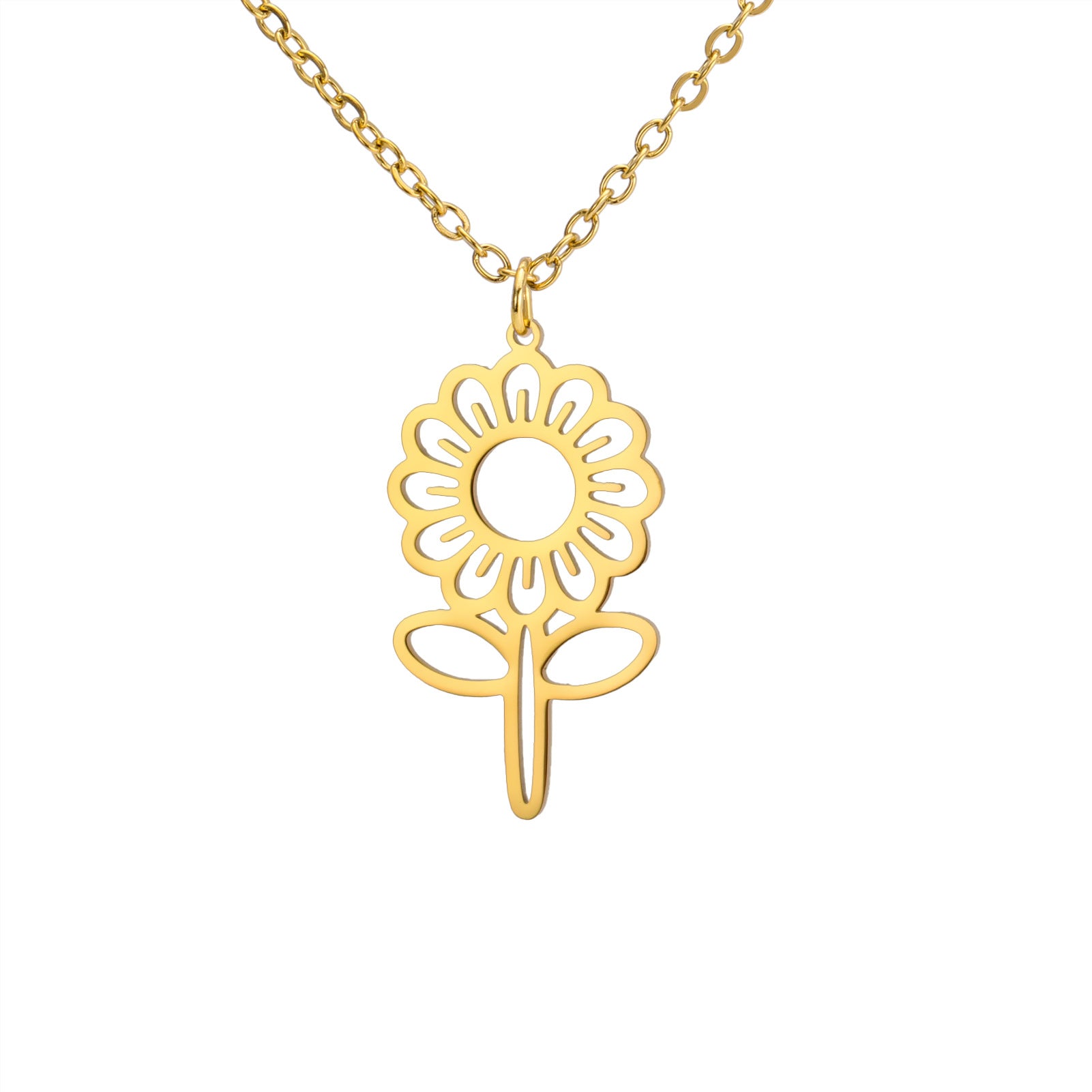 Wholesale Small Daisy Flower Pendant Stainless Steel Necklace ACC-NE-GeXiang010