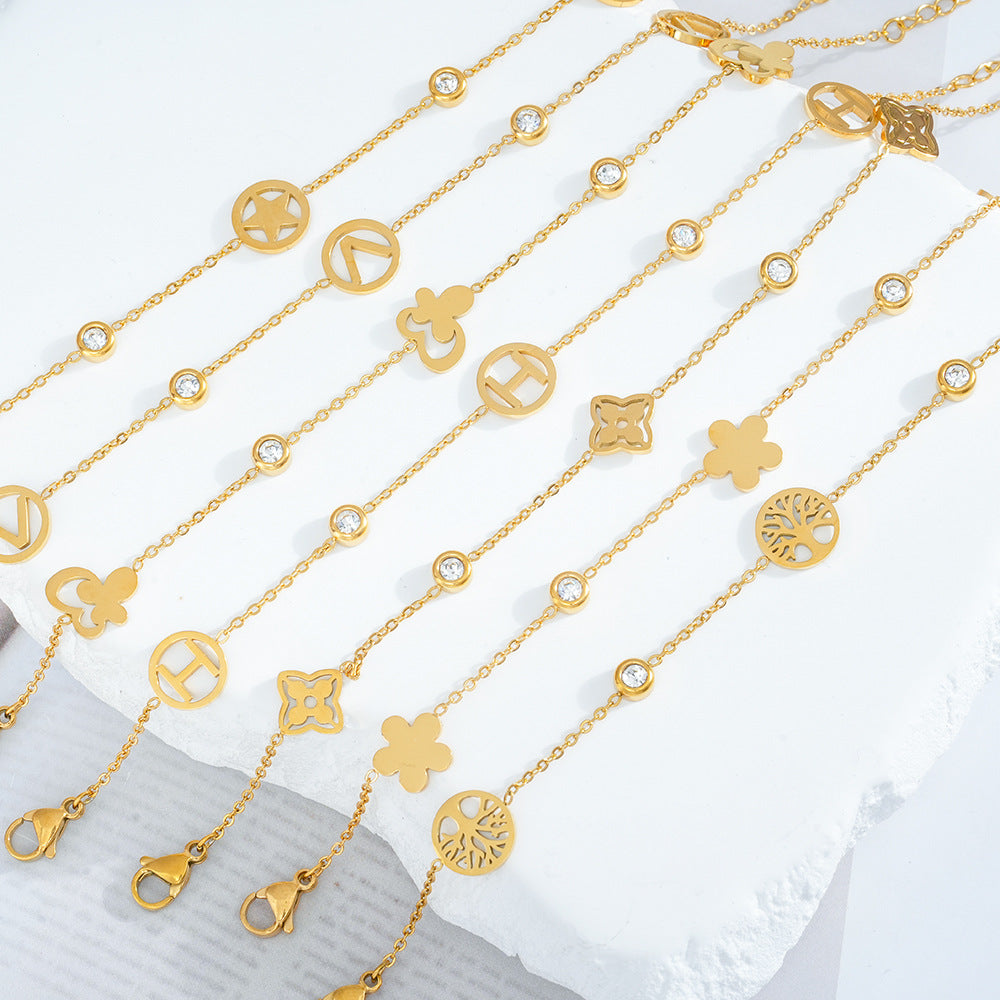Wholesale Korean-Inspired Titanium Steel Zircon Bracelet - Chic Fashion Accessory for Gift or Boutique Resale