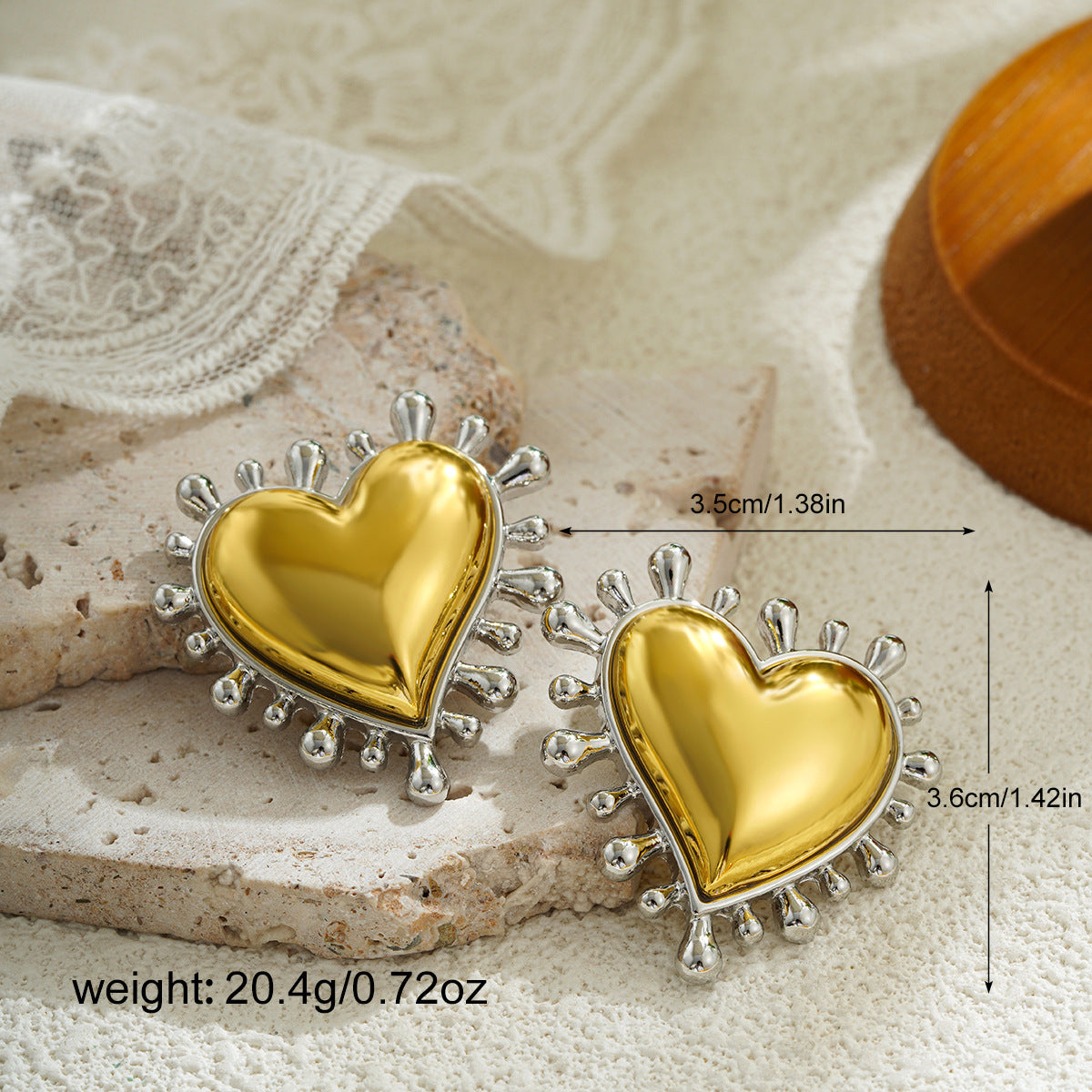 Wholesale 18K gold and silver two-color love earrings