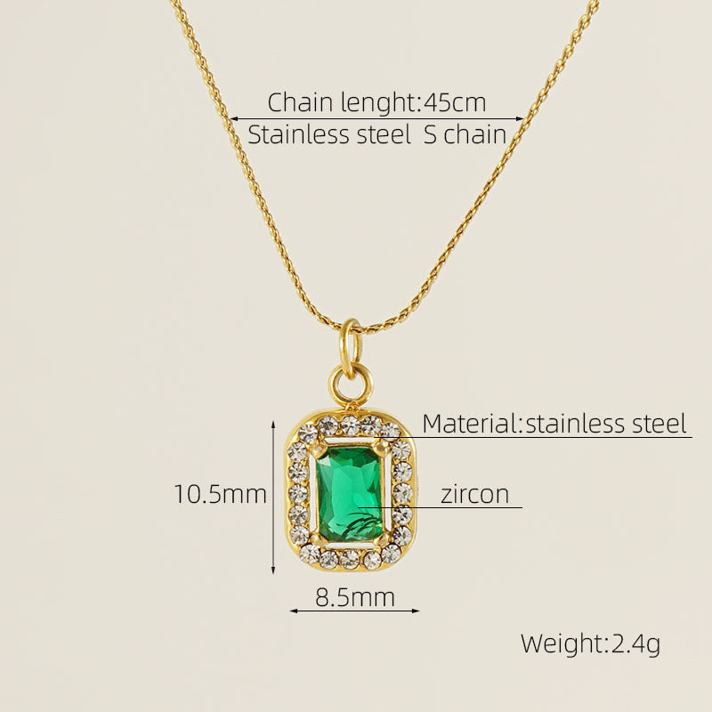 Wholesale Double Layer Diamond Encrusted Titanium Steel Square Zircon Necklace Stainless Steel Clavicle Chain ACC-NE-ZhongXin003