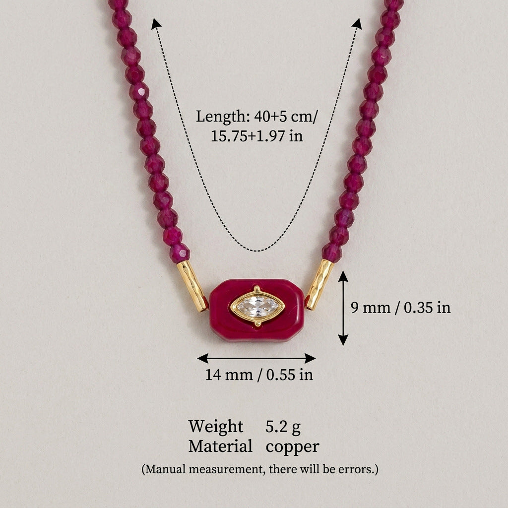 Wholesale Fashion Evil Eye Zircon Bead Necklace Gold Plated Copper Purple Jewelry Accessory