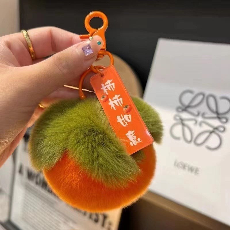 Wholesale Plush Persimmon Keychain Bag Charm Good Things Happen - Chic Wedding Couple Gift