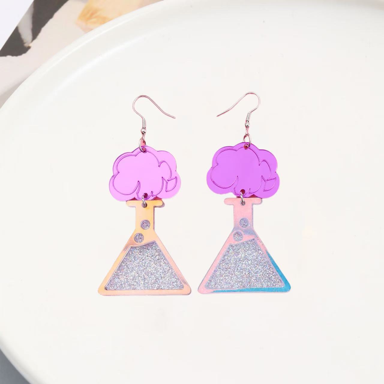 Wholesale  creative triangle mirror vase beaker earrings