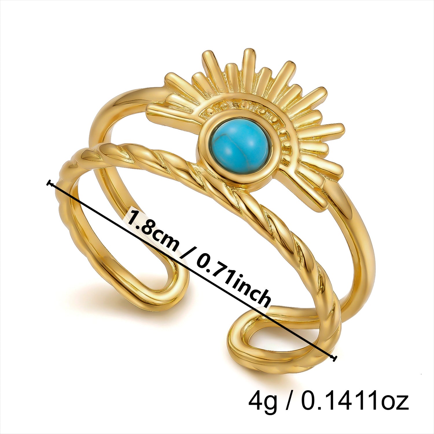 Wholesale Bohemian Sun Ginkgo Leaf Stacking Ring Set Stainless Steel Gold Plated Fashion Jewelry Accessory Gift