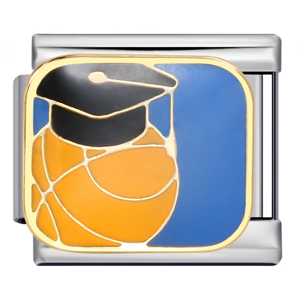 Wholesale Italian Charm Bracelet 9mm DIY Splicing Removable Gold Plated Oil Drop Cartoon Stainless Steel Composable Bracelet