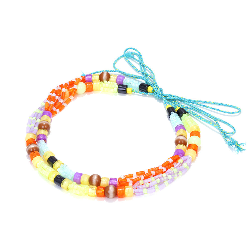 Wholesale Bohemian Multi-layered Colorful Beaded Rope Stacking Necklace