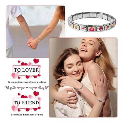 Wholesale New Printed Italian Module Bracelet Cartoon Pattern Motorcycle Bracelet DIY Stainless Steel Street Dance Hand Jewelry