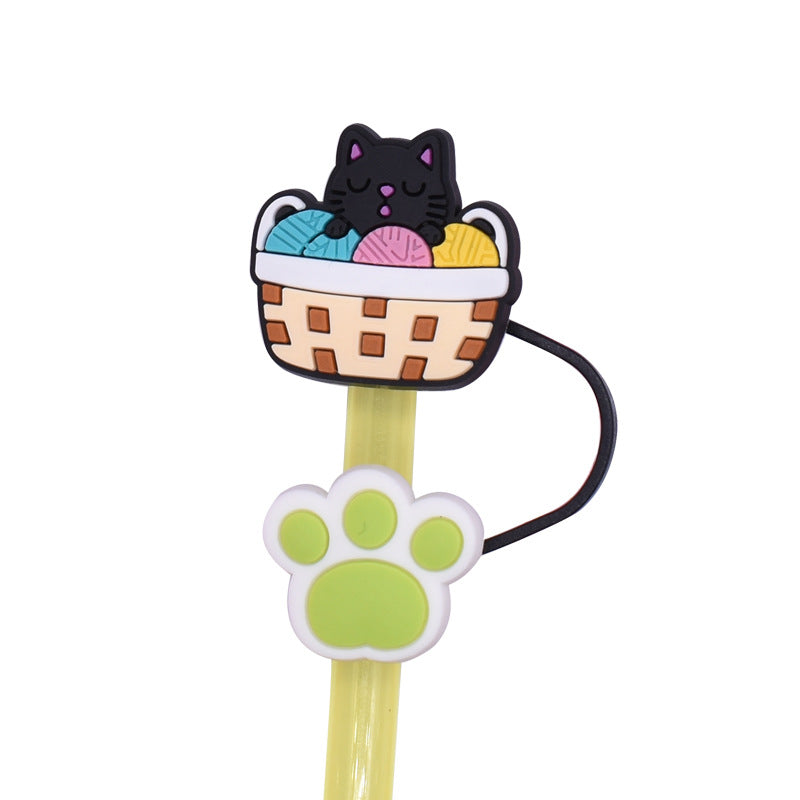 Wholesale  Random 100pcs Animal Pet Cat PVC Soft Straw Tube Cap